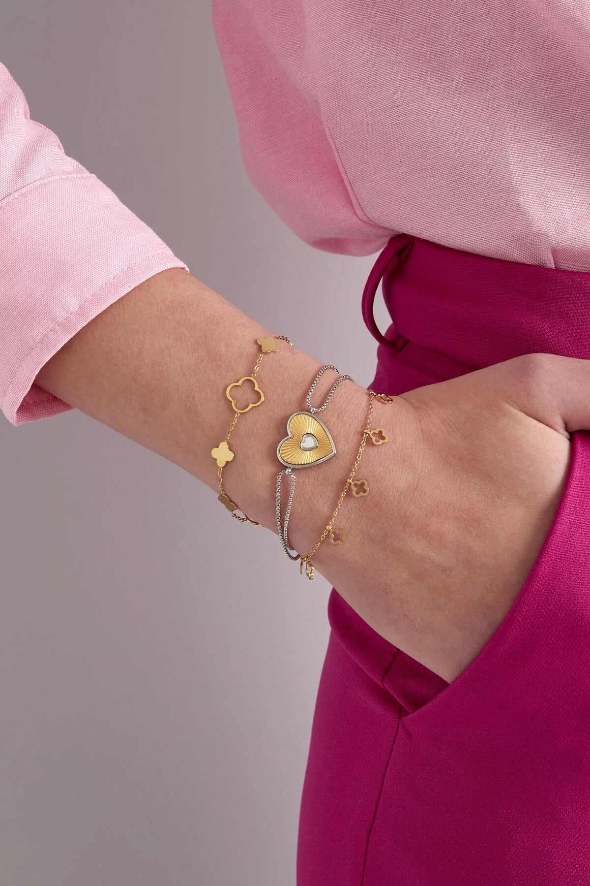 Gouden armband 6 Klavers