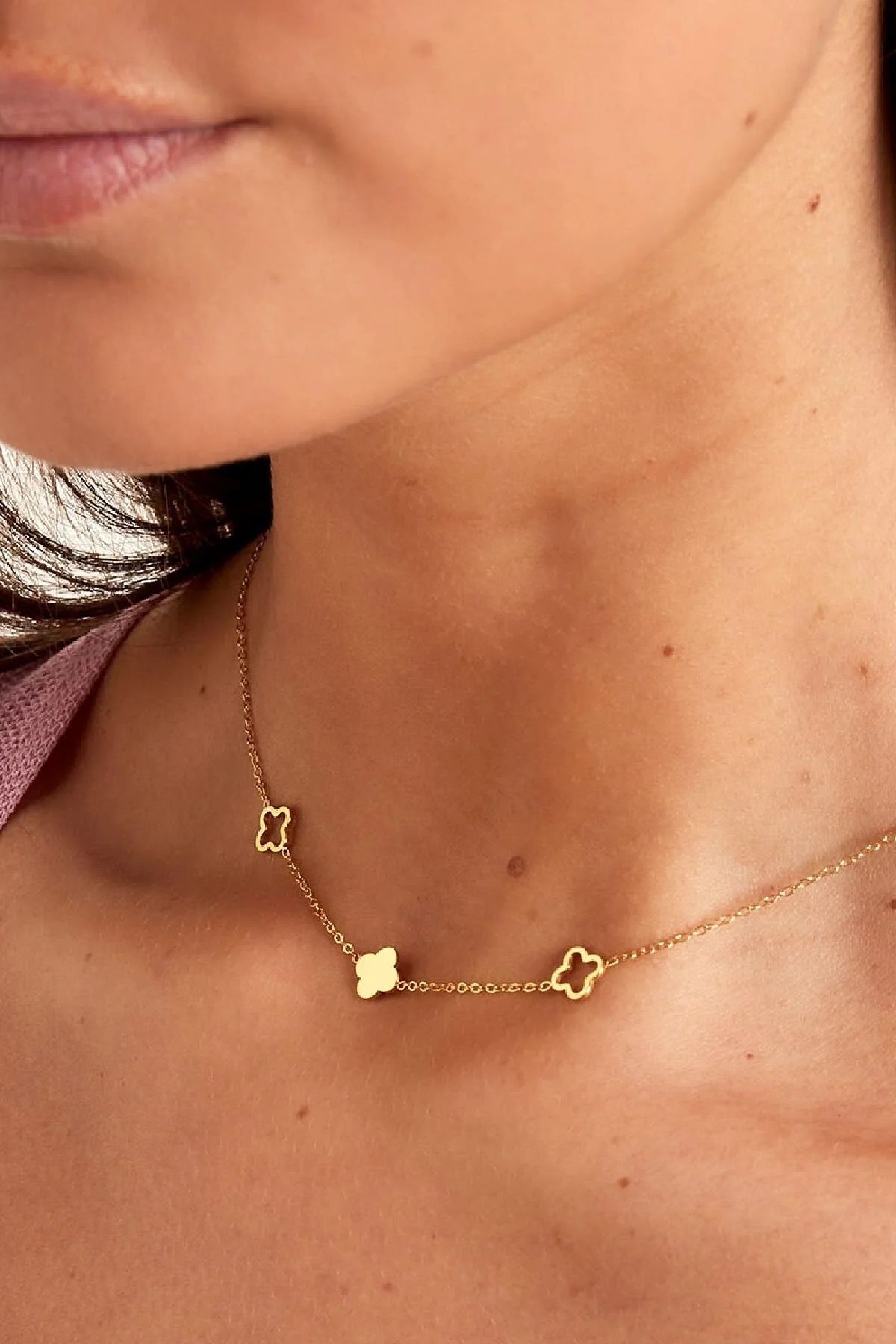 Gouden Ketting Klavertjes