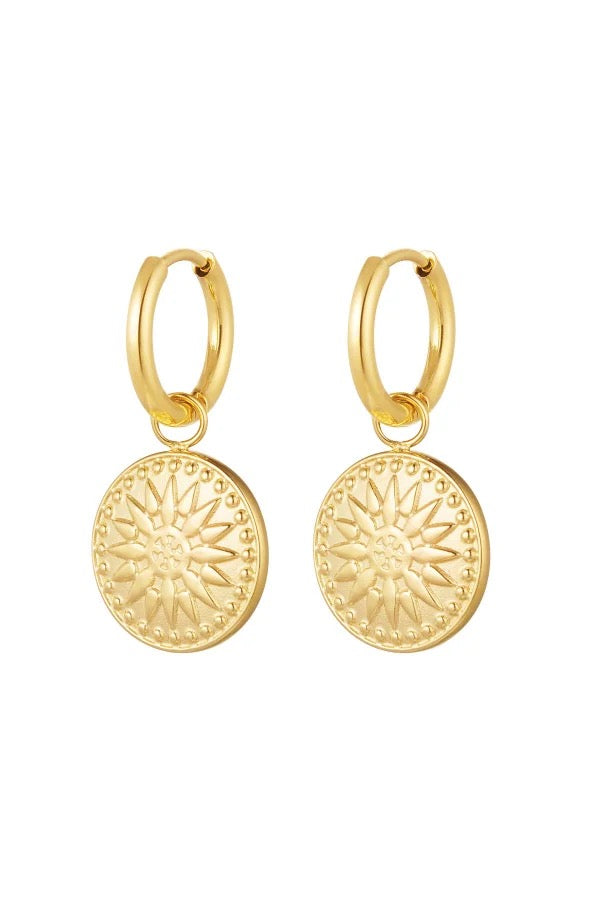 Gouden Oorbellen Ronde Coin